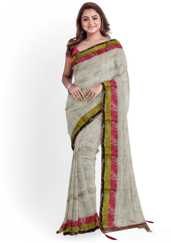 Embroidered Daily Wear Net Saree  (Grey)