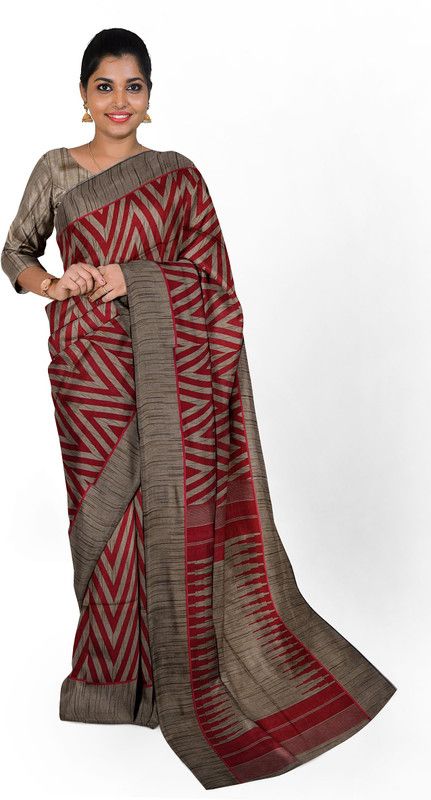 Self Design Daily Wear Tussar Silk Saree  (Maroon)
