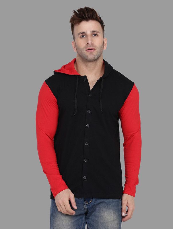 Men Color Block Party Black, Red Shirt