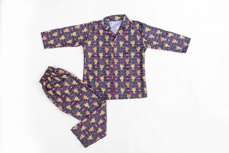 Kids Nightwear Baby Boys & Baby Girls Polyester Blend Shirt & Pyjama Set  (Pack of 1)