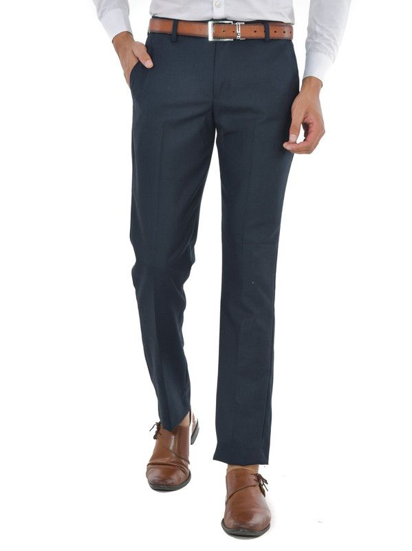 Men Relaxed Blue Viscose Rayon Trousers