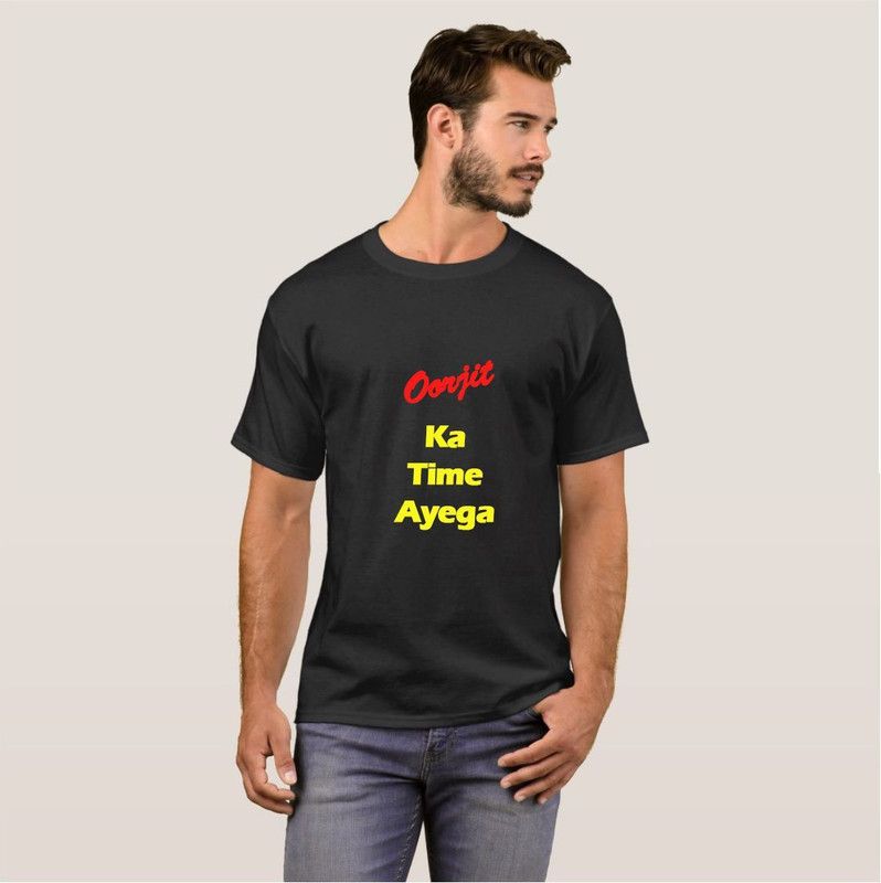 Oorjit Apna Time Ayega V01 Men Printed Round Neck Cotton Blend Red, Black, Yellow T-Shirt