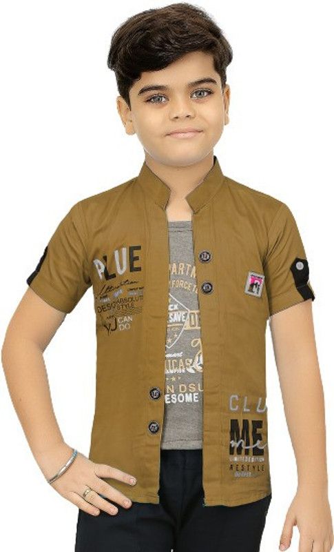 Boys Jacket Style Short Sleeve Brown Shrug