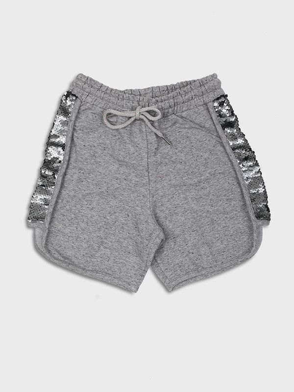 Short For Baby Girls Casual Self Design Cotton Blend  (Grey, Pack of 1)