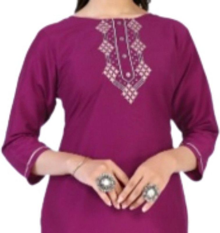 Casual Regular Sleeves Embroidered Women Purple Top
