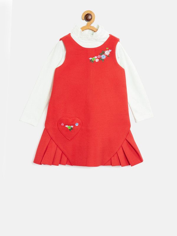 Girls Casual T-shirt Dress  (White)