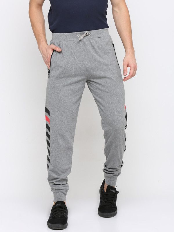Men Self Design Grey Track Pants