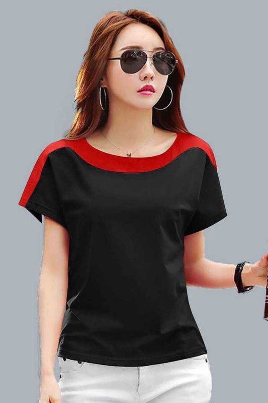 Casual Regular Sleeves Color Block Women Black Top