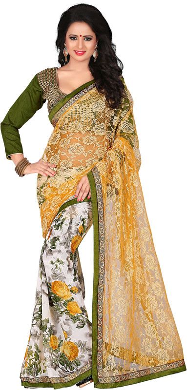 Embroidered Bollywood Georgette, Brasso Saree  (Multicolor)