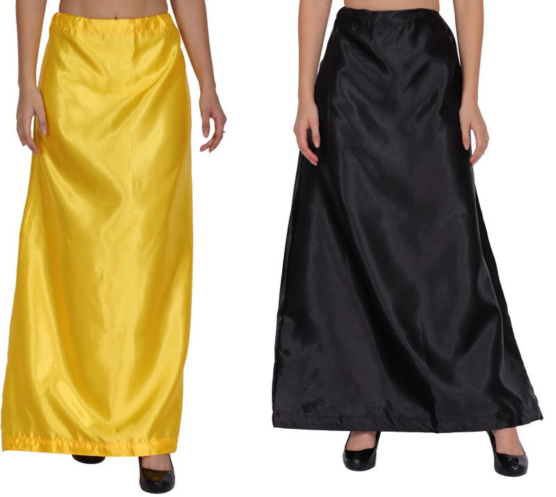 CHITKARA PT02-PT04-Lemon-Black Satin Blend Petticoat  (Free)