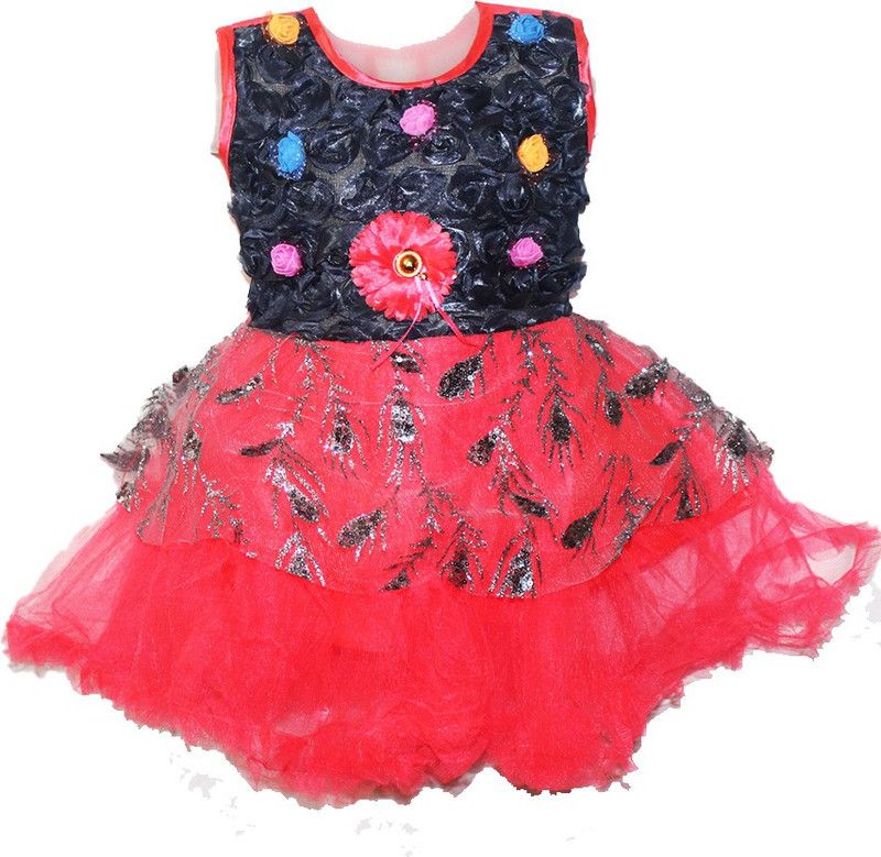 Baby Girls Calf Length Casual Dress  (Pink, Sleeveless)