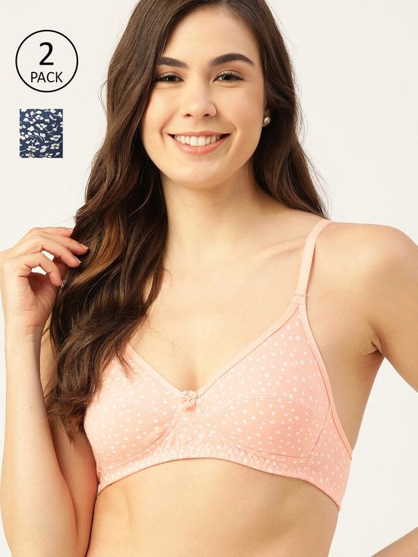 Pack of 2 Women T-Shirt Non Padded Bra  (Dark Blue)
