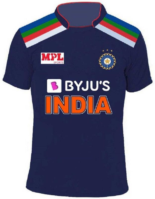 Boys & Girls Printed Polyester T Shirt  (Dark Blue, Pack of 1)