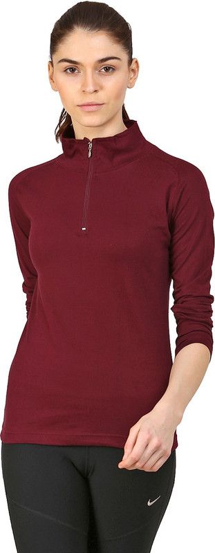 Casual Raglan Sleeves Solid Women Maroon Top