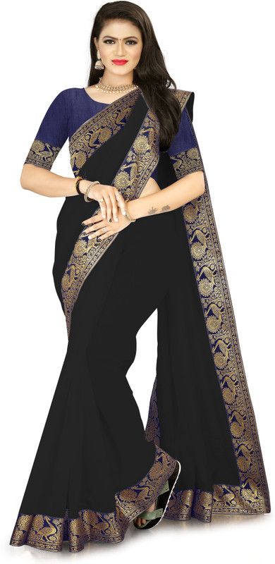 Self Design Banarasi Chanderi Saree  (Black)