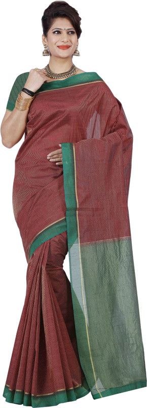 Embellished Kanjivaram Art Silk Saree  (Brown)