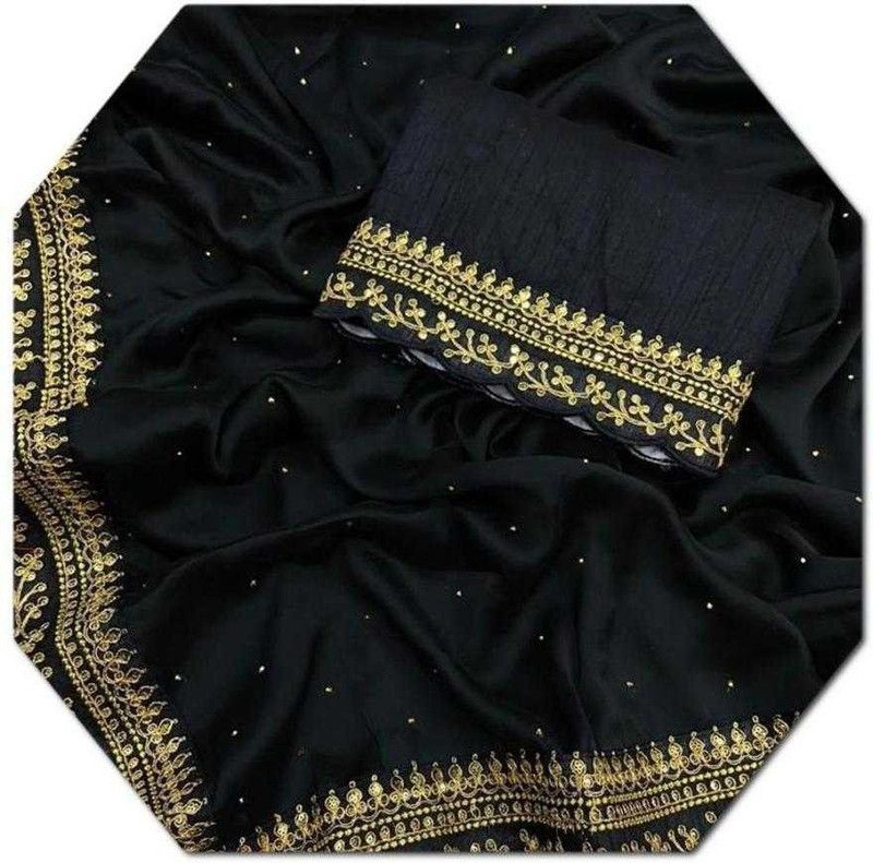 Unstitched Silk Blend Blouse Material Embellished