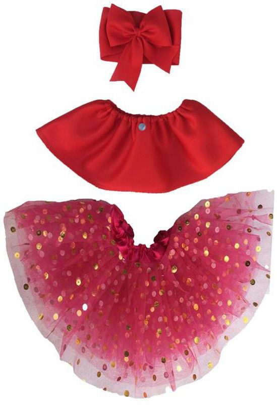 Girls Barbie Casual Top Hairband  (Red)