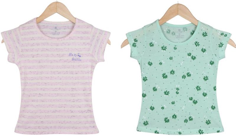 Girls Cotton Blend Top  (Pink, Pack of 2)