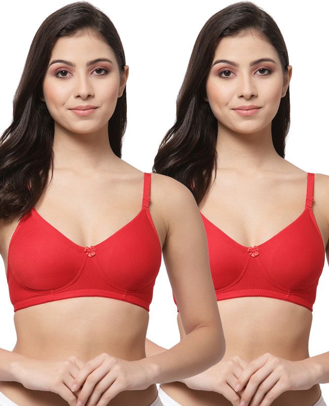 Pack of 2 Women T-Shirt Lightly Padded Bra  (Red)
