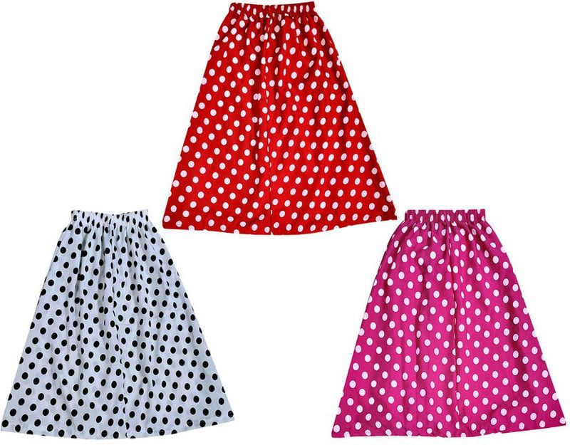 Girls Polka Print Flared White, Pink, Red, Black Skirt