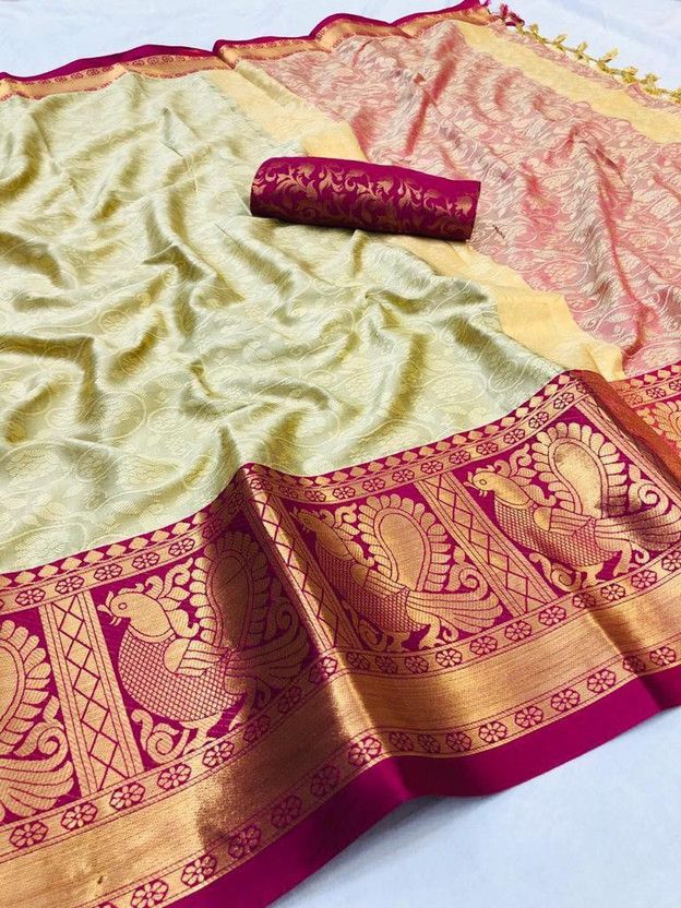 Woven Maheshwari Jacquard Saree  (Maroon, Beige)