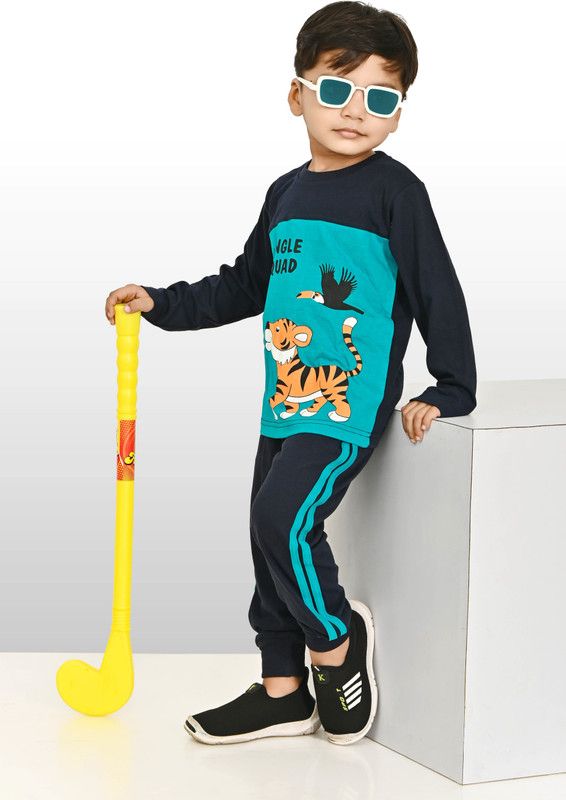 Boys & Girls Casual T-shirt Trouser  (Light Green)