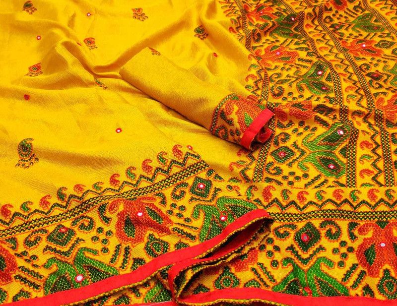 Fashion Cotton Jute Saree  (Yellow)