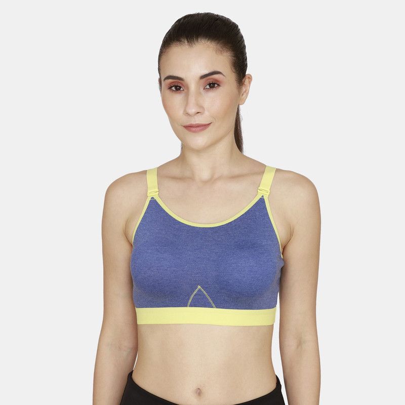 Women Sports Lightly Padded Bra  (Blue, Yellow)