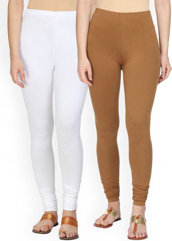 CELWARK Ankle Length Ethnic Wear Legging  (White, Brown, Solid)