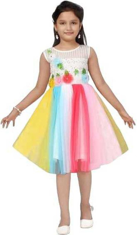 Barbie Girls Maxi/Full Length Party Dress  (Multicolor, 3/4 Sleeve)