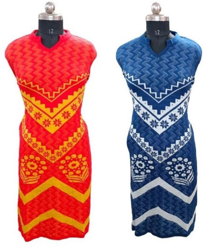 Pack of 2 Women Self Design Wool A-line Kurta  (Multicolor)