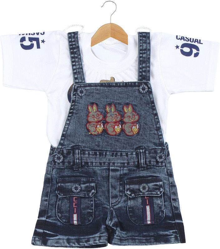 Dungaree For Baby Boys & Baby Girls Casual Solid Cotton Blend  (Multicolor, Pack of 1)