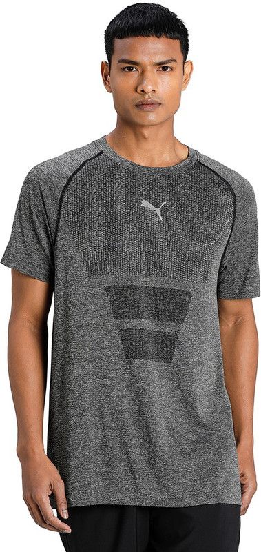 TRAIN FAV EVOKNIT SS TEE Men Printed Round Neck Polyester Black T-Shirt