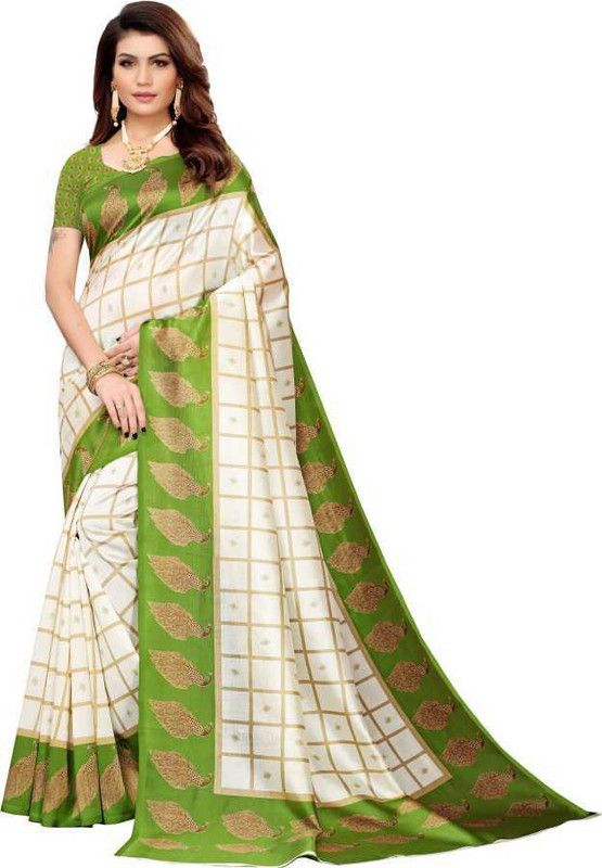 Checkered Mysore Art Silk Saree  (Multicolor)