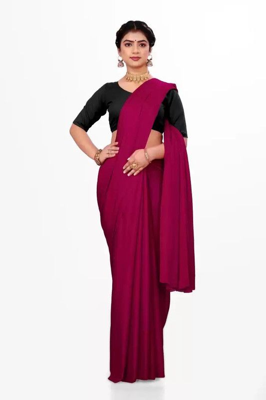 Plain Daily Wear Art Silk Saree  (Pink)