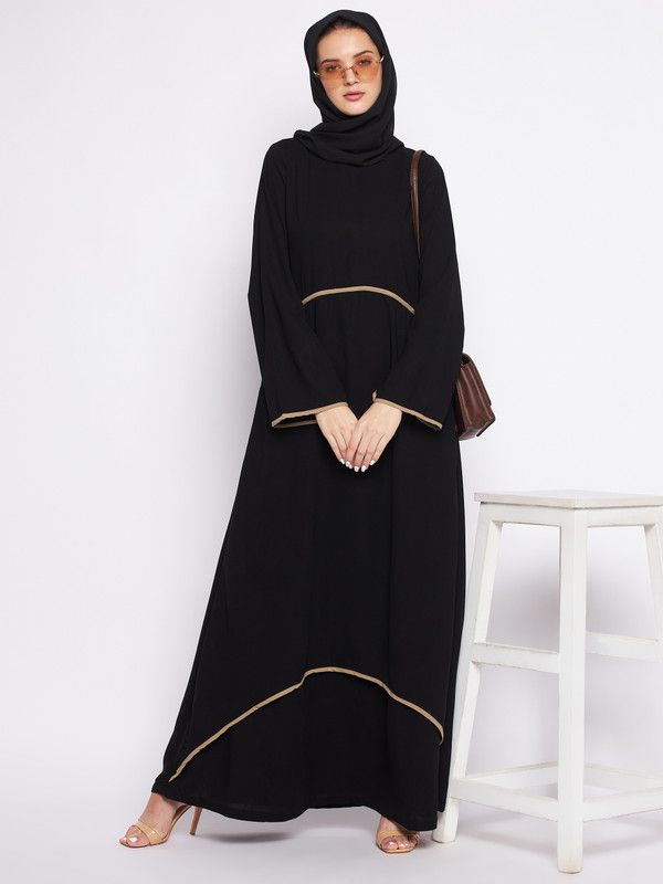 NABIA PPC-02-BK Polyester Solid Abaya  (Black)