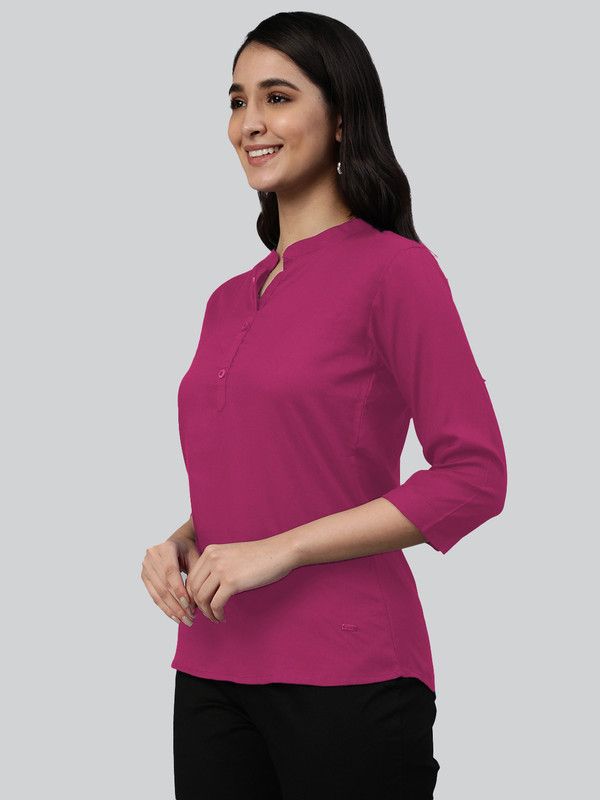 Casual Regular Sleeves Solid Women Pink Top