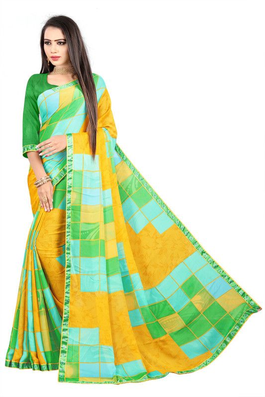 Printed Daily Wear Silk Blend Saree  (Multicolor)