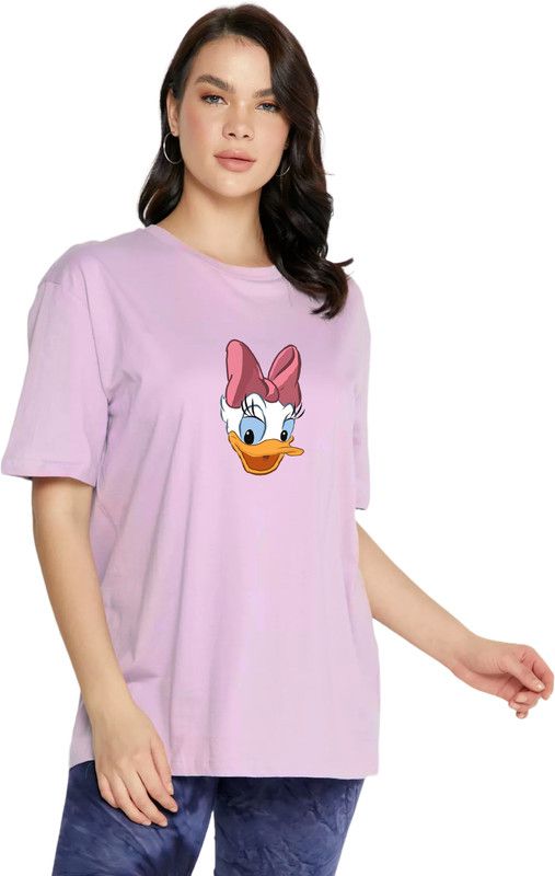 Printed Women Purple T-Shirt