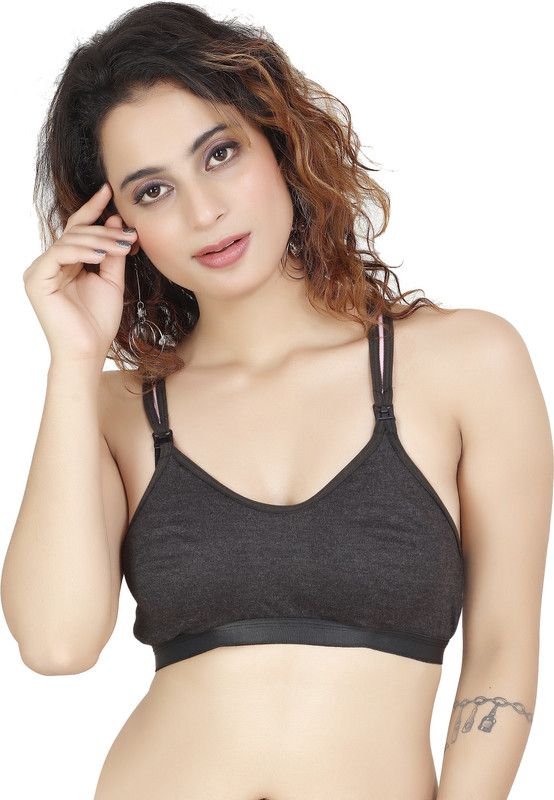 Women Maternity/Nursing Non Padded Bra  (Black)