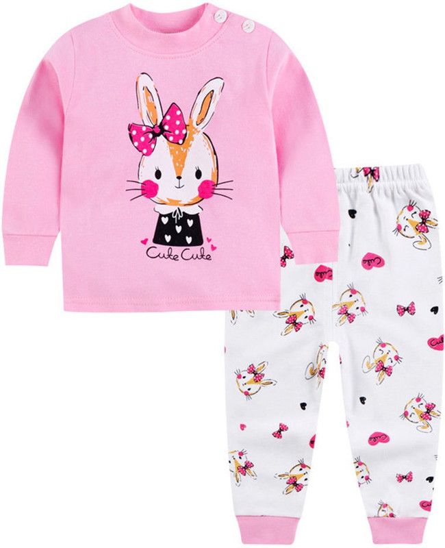 Baby Girls Casual Sweatshirt Sweatpant  (Pink)