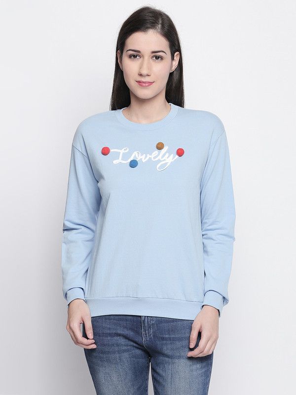 Women Full Sleeve Applique Sweatshirt