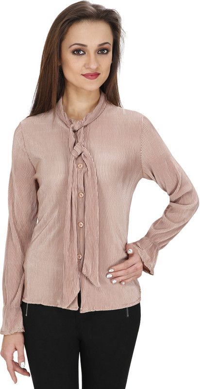 Women Regular Fit Solid Spread Collar Party Shirt