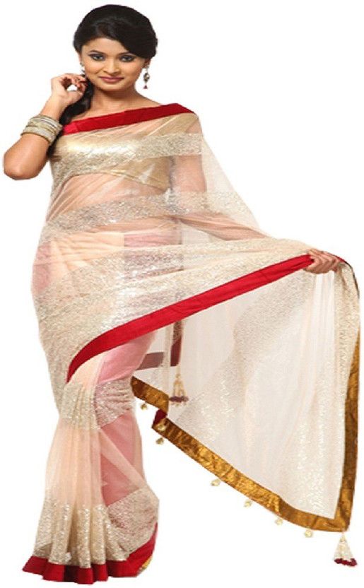 Self Design Bollywood Handloom Net Saree  (Gold)