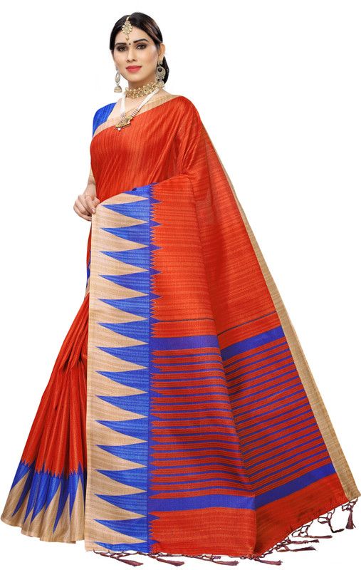 Printed Bollywood Pure Silk Saree  (Beige)