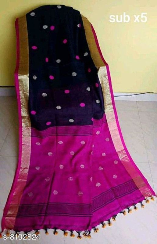 Fashion Cotton Silk Saree  (Blue, Pink)