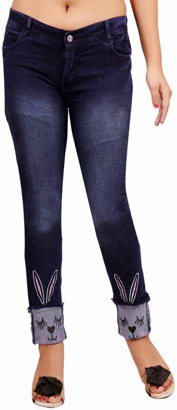 Girls Slim Low Rise Dark Blue Jeans