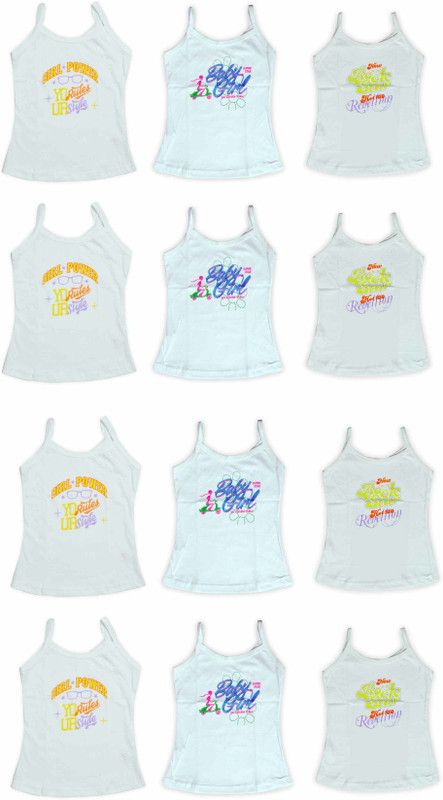 Camisole Bodysuit Slip For Girls  (White, Pack of 12)