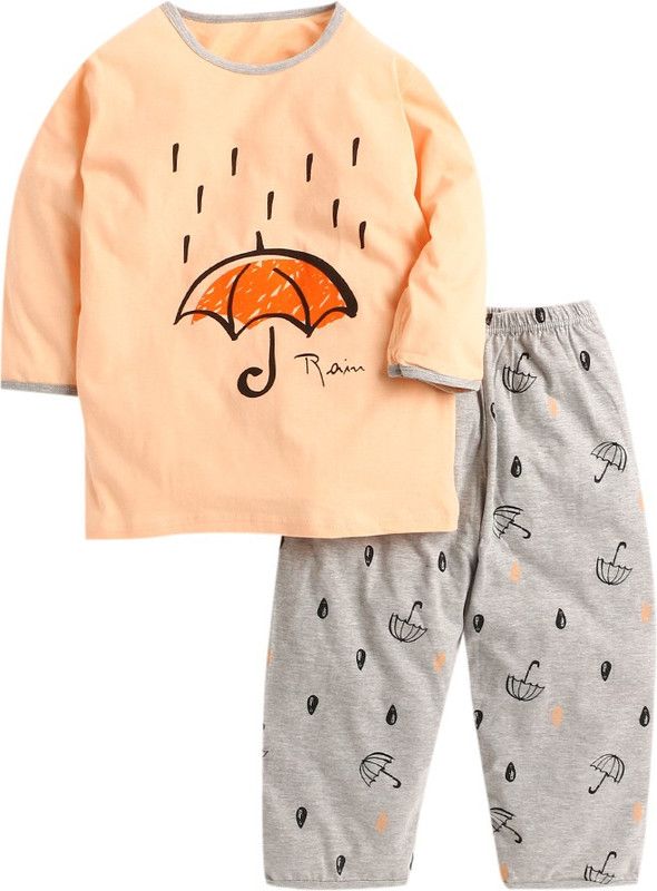 Boys Casual Top Shorts  (Orange)
